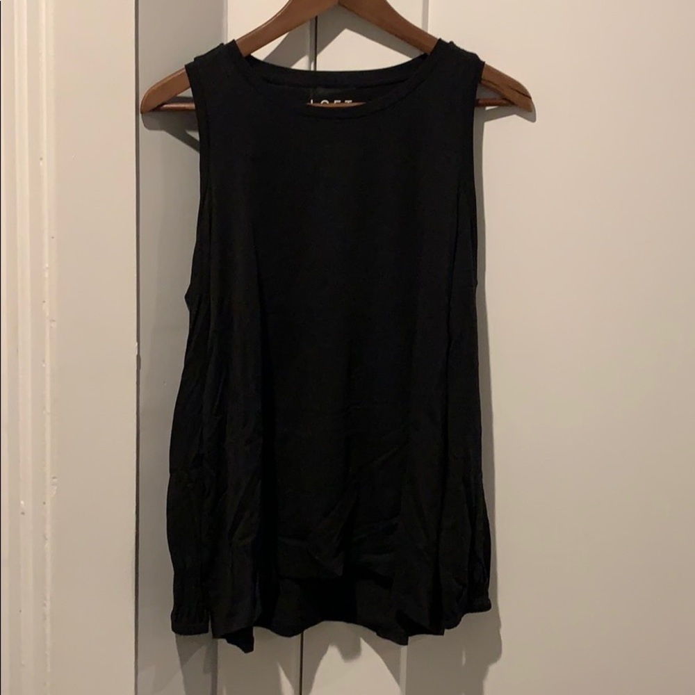 LOFT Black Cut-out Shoulder Top